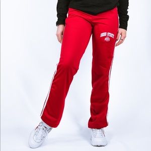 RED AND WHITE OHIO STATE TRACK PANTS